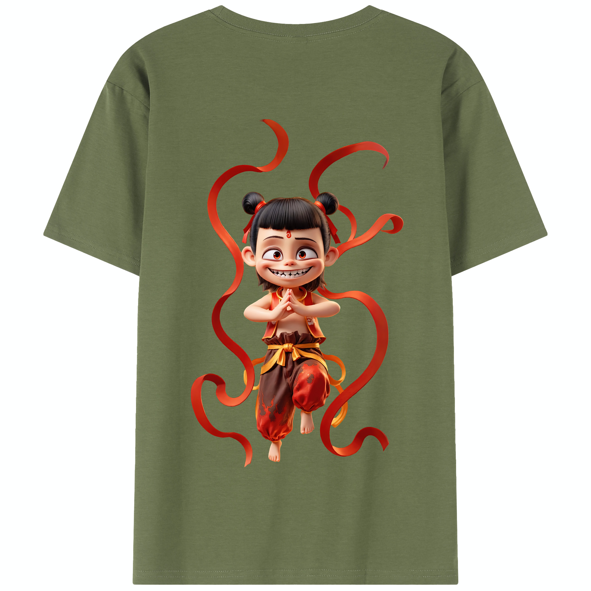（画像用） Ne Zha 2 ナタ 魔童の大暴れ 綿100％半袖Tシャツ（背面プリント）